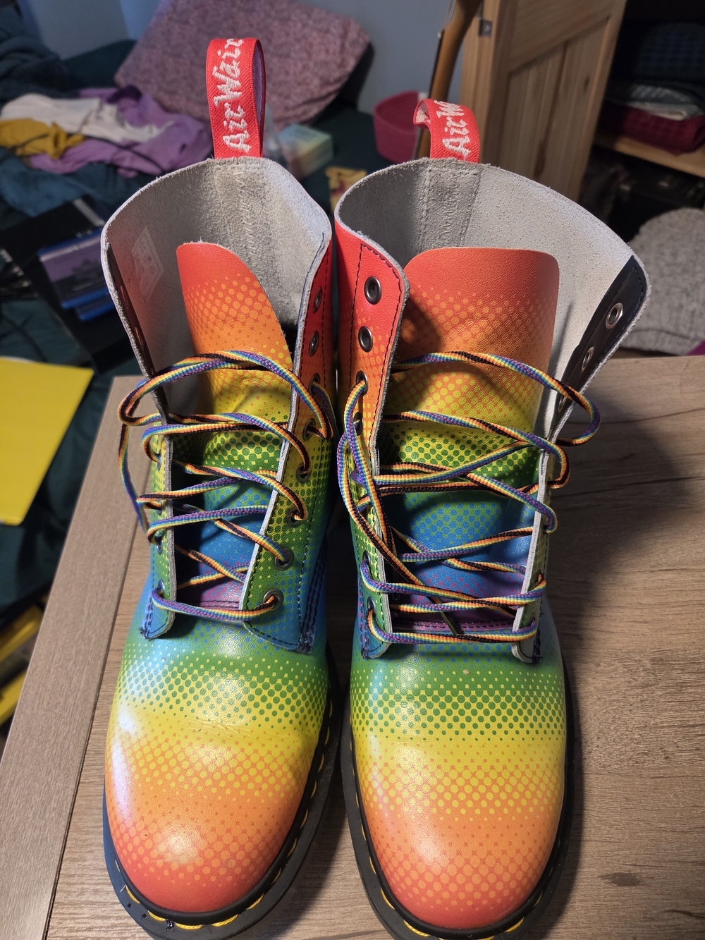 Dr. Martens Rainbow Gradient Lace-Up Boots - Orange, Yellow, Green, Blue